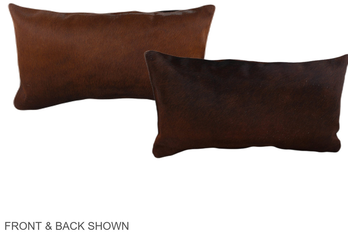 Solid Brown Cowhide Pillow #A38575