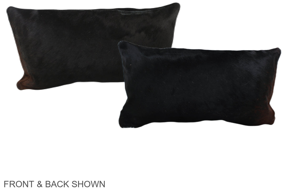 Solid Black 12"x22" Brazilian Cowhide Pillow #A38577 by Hudson Hides