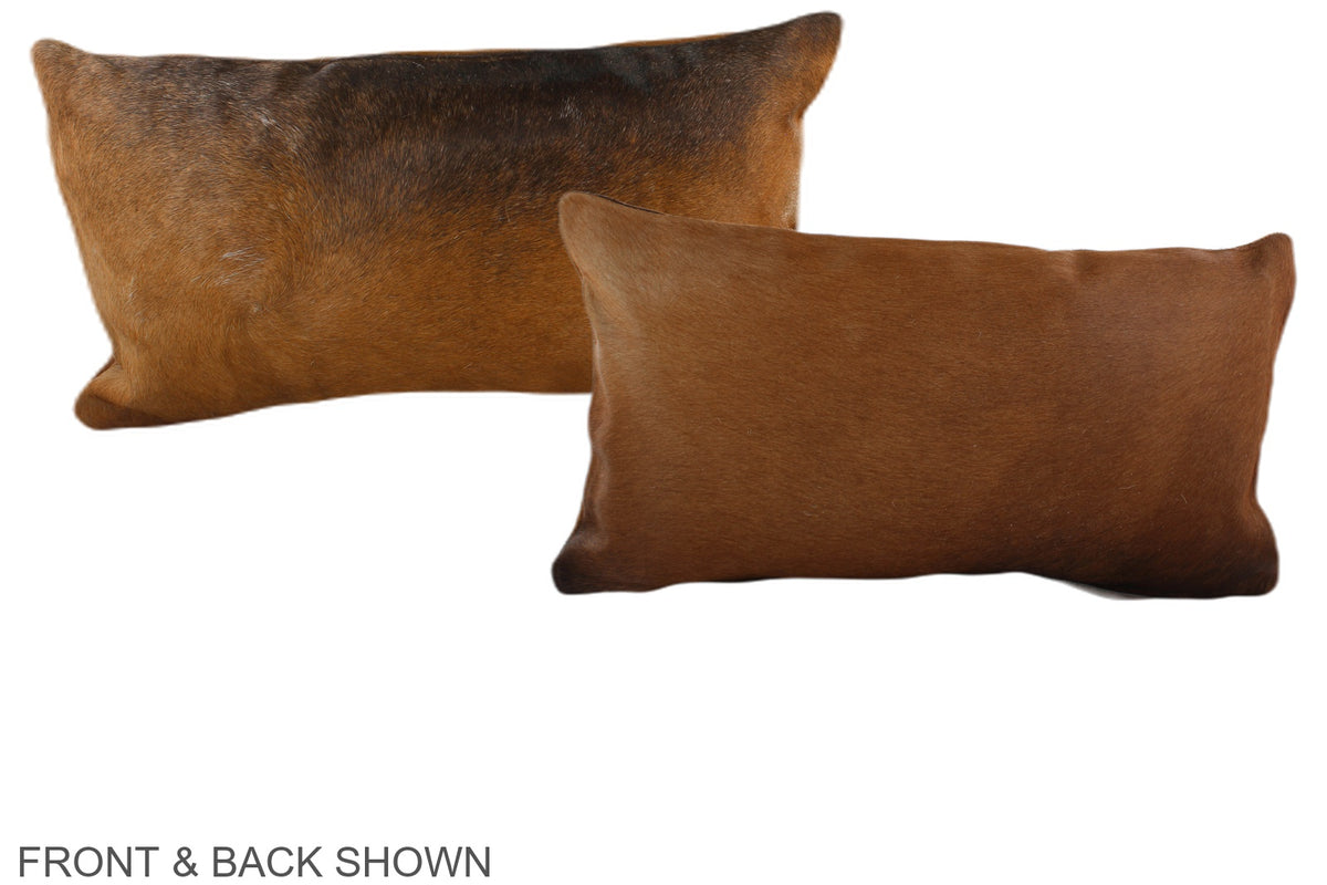 Solid Brown Cowhide Pillow #A38580