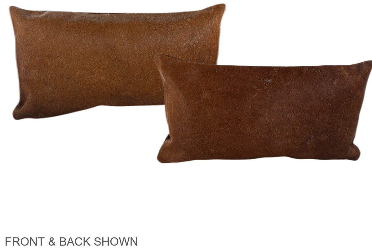 Solid Brown Cowhide Pillow #A38588