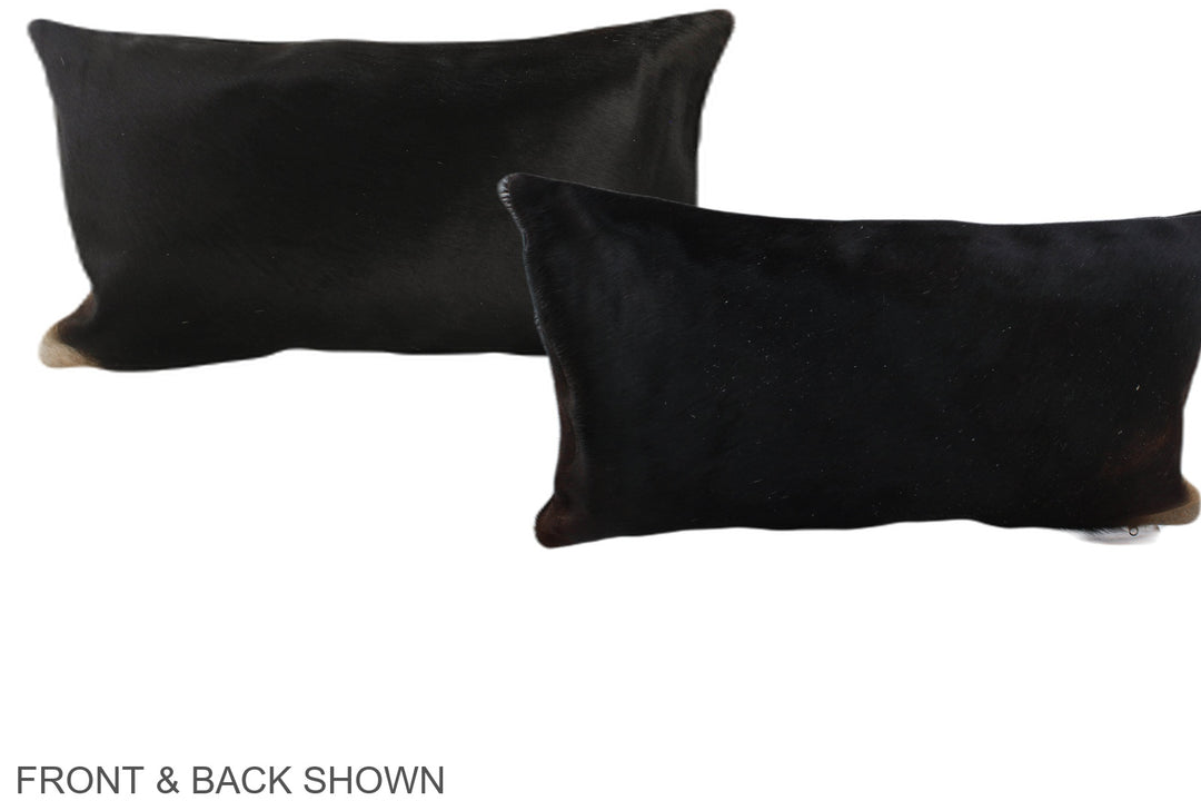 Solid Black 12"x22" Brazilian Cowhide Pillow #A38589 by Hudson Hides