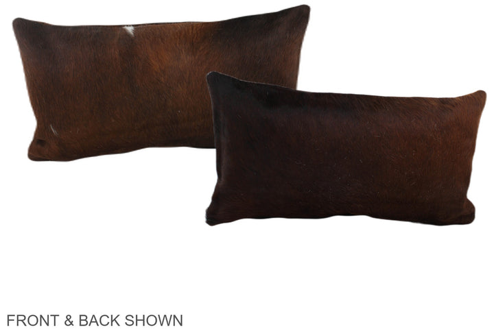 Brown with Red 12"x22" Brazilian Cowhide Pillow #A38592 by Hudson Hides