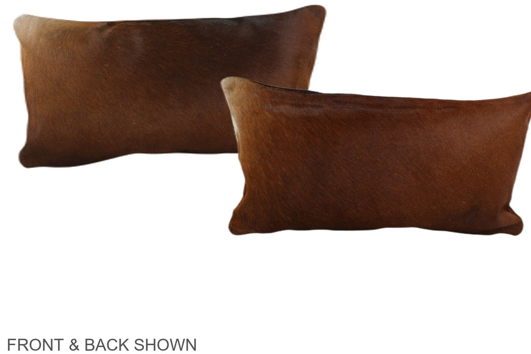 Brown with Red 12"x22" Brazilian Cowhide Pillow #A38597 by Hudson Hide