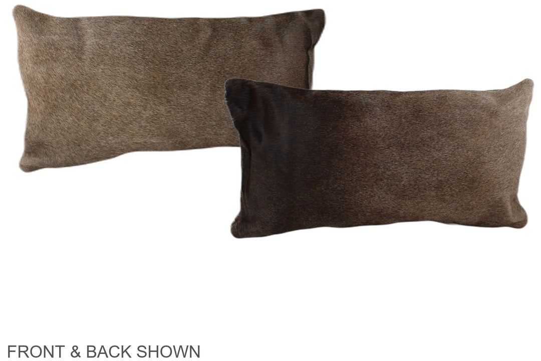 Grey with Beige 12"x22" Brazilian Cowhide Pillow #A38600 by Hudson Hid