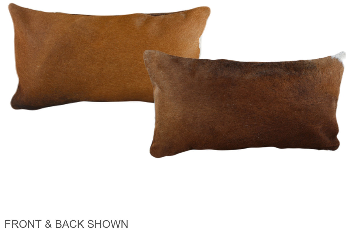 Solid Brown Cowhide Pillow #A38602