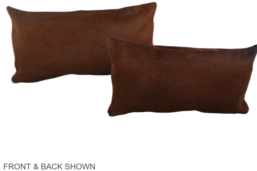 Brown with Red 12"x22" Brazilian Cowhide Pillow #A38605 by Hudson Hide