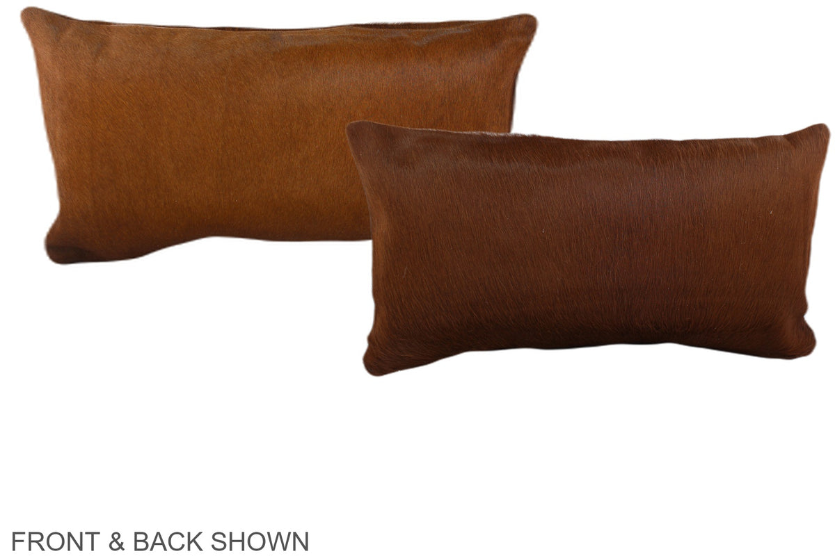 Solid Brown Cowhide Pillow #A38609
