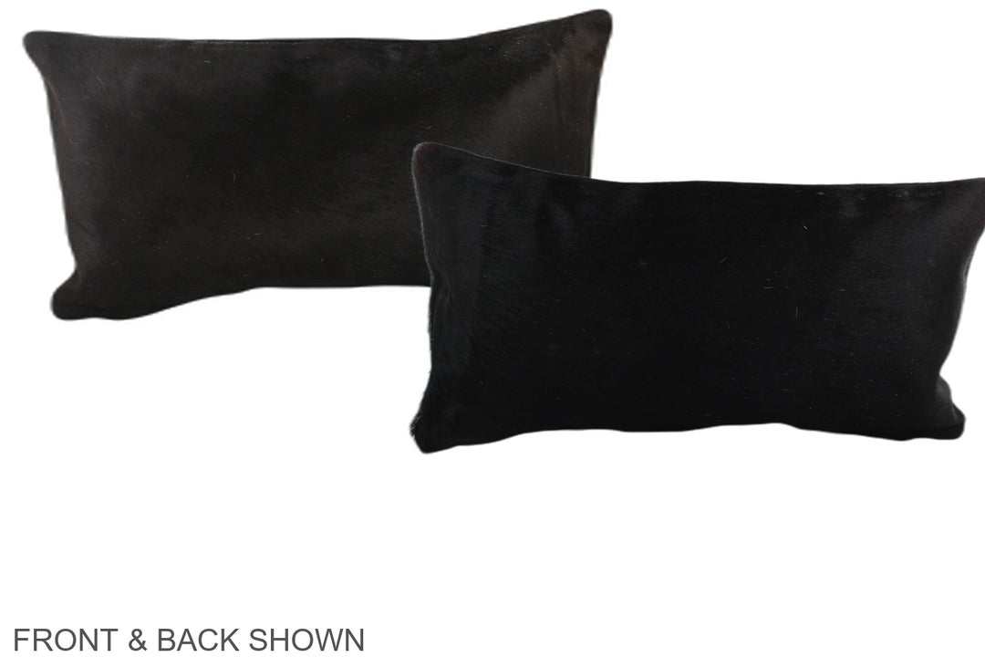 Solid Black 12"x22" Brazilian Cowhide Pillow #A38610 by Hudson Hides