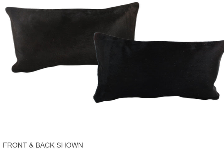 Solid Black 12"x22" Brazilian Cowhide Pillow #A38610 by Hudson Hides