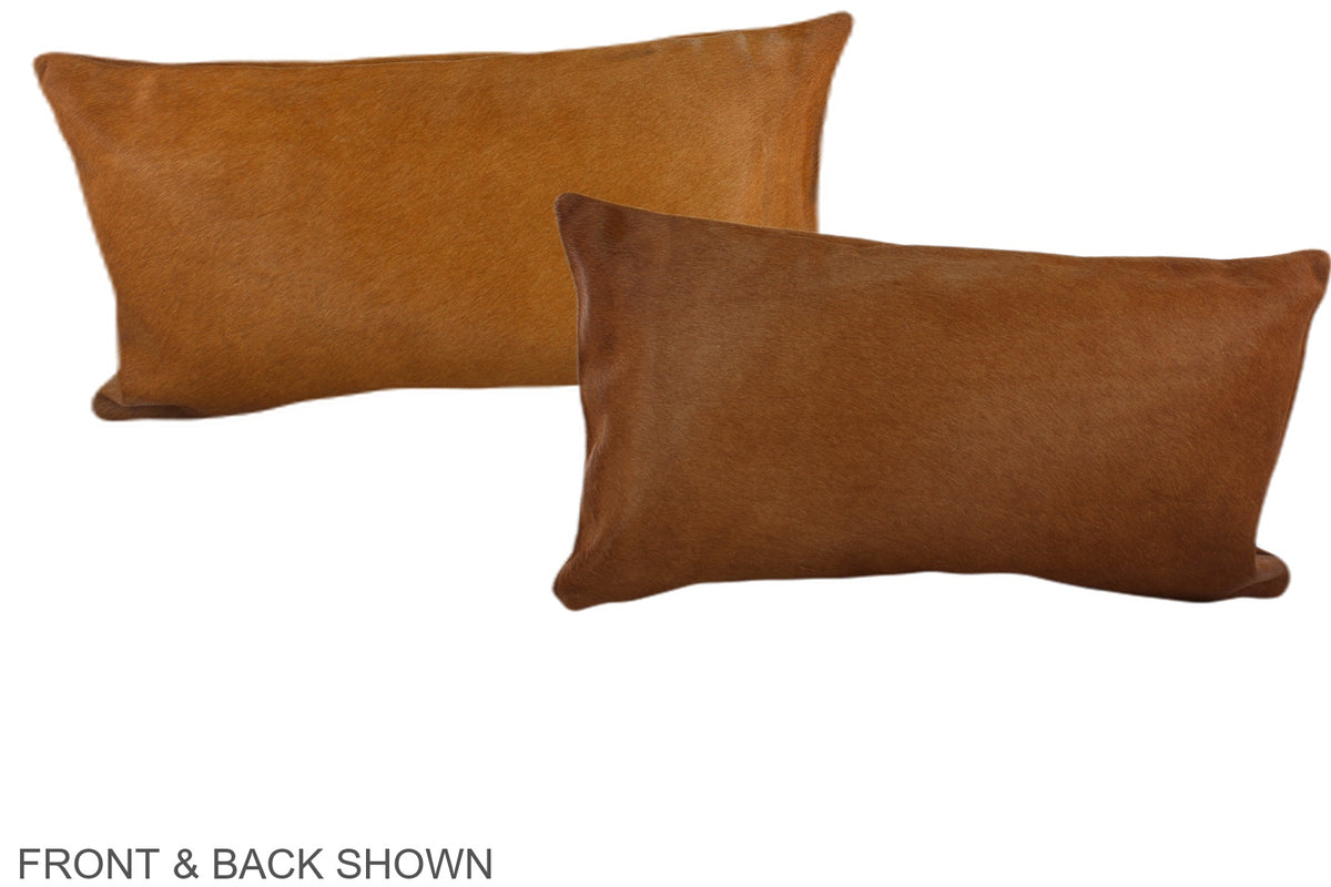 Solid Brown Cowhide Pillow #A38611