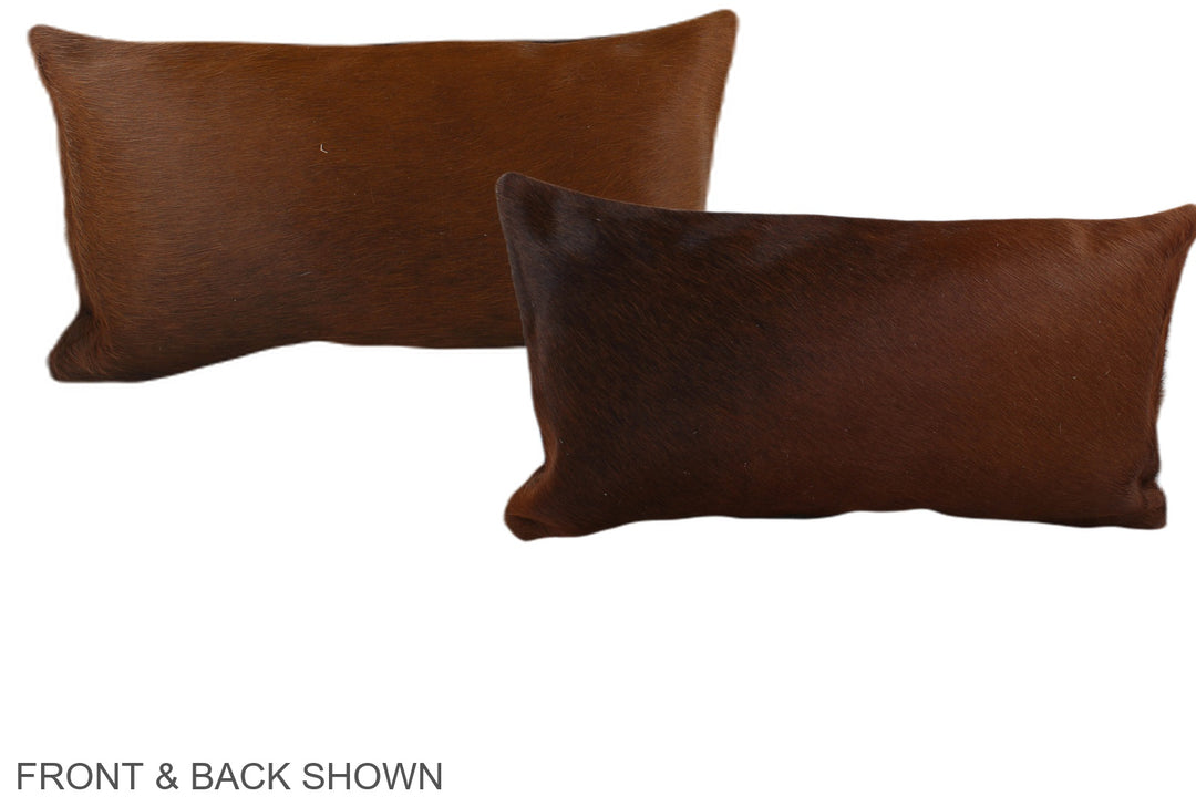 Brown with Red 12"x22" Brazilian Cowhide Pillow #A38615 by Hudson Hide