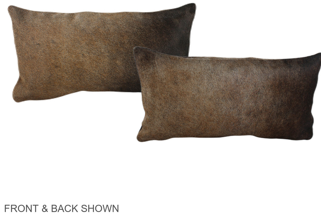 Grey with Beige 12"x22" Brazilian Cowhide Pillow #A38618 by Hudson Hid