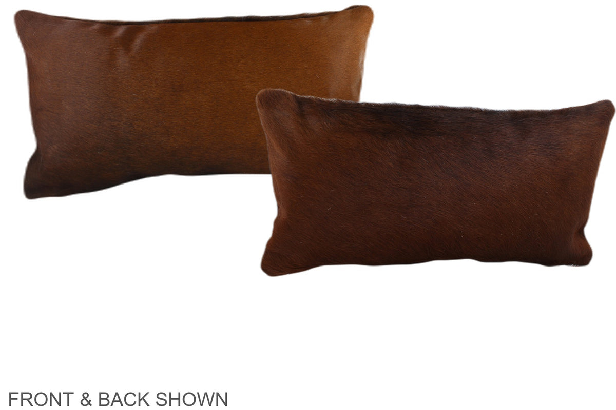 Solid Brown Cowhide Pillow #A38622
