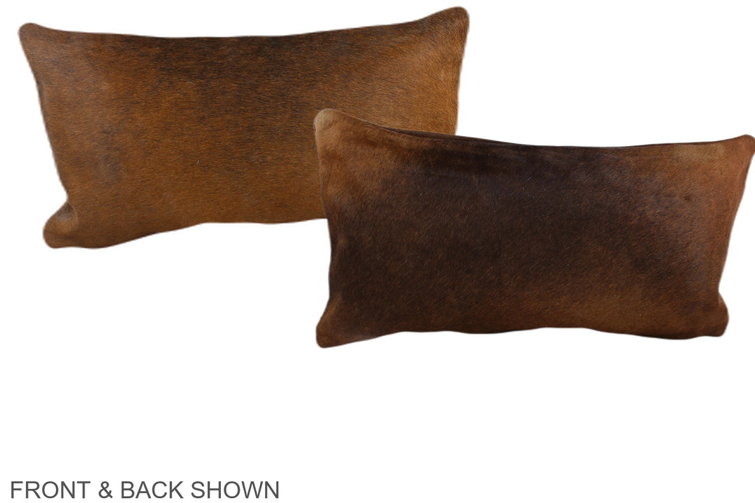 Brown with Red 12"x22" Brazilian Cowhide Pillow #A38624 by Hudson Hide