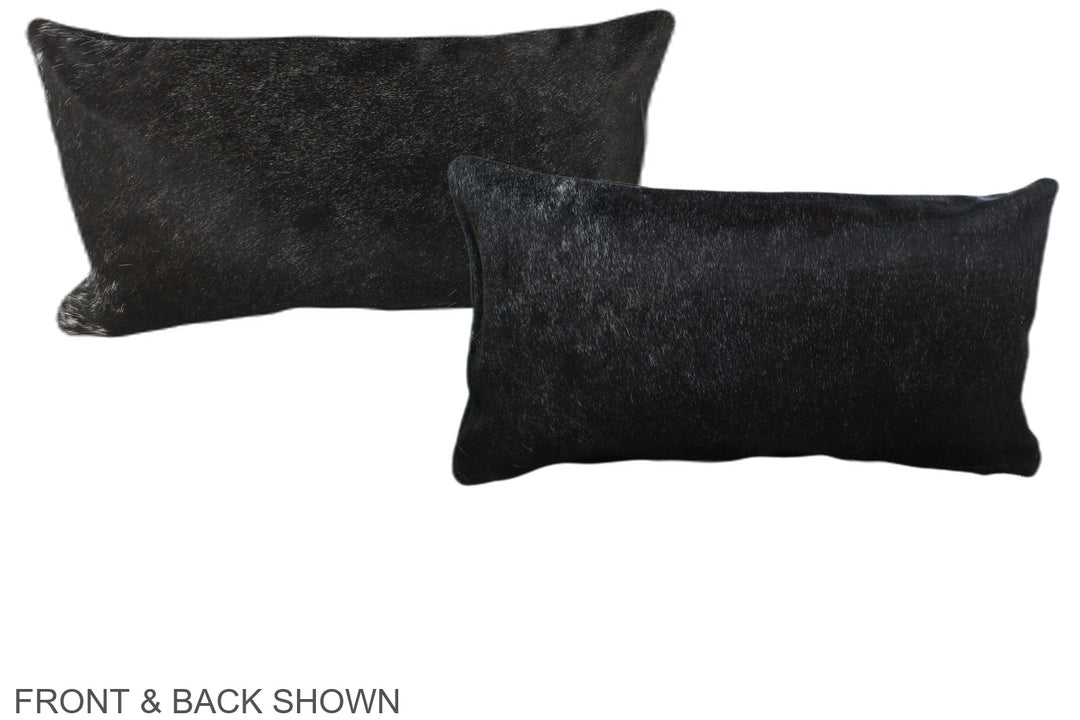 Solid Black 12"x22" Brazilian Cowhide Pillow #A38627 by Hudson Hides