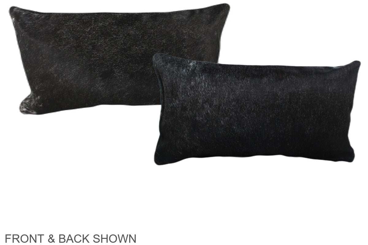 Solid Black Cowhide Pillow #A38627