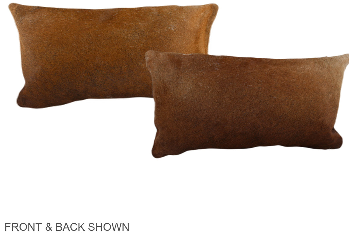 Solid Brown Cowhide Pillow #A38639