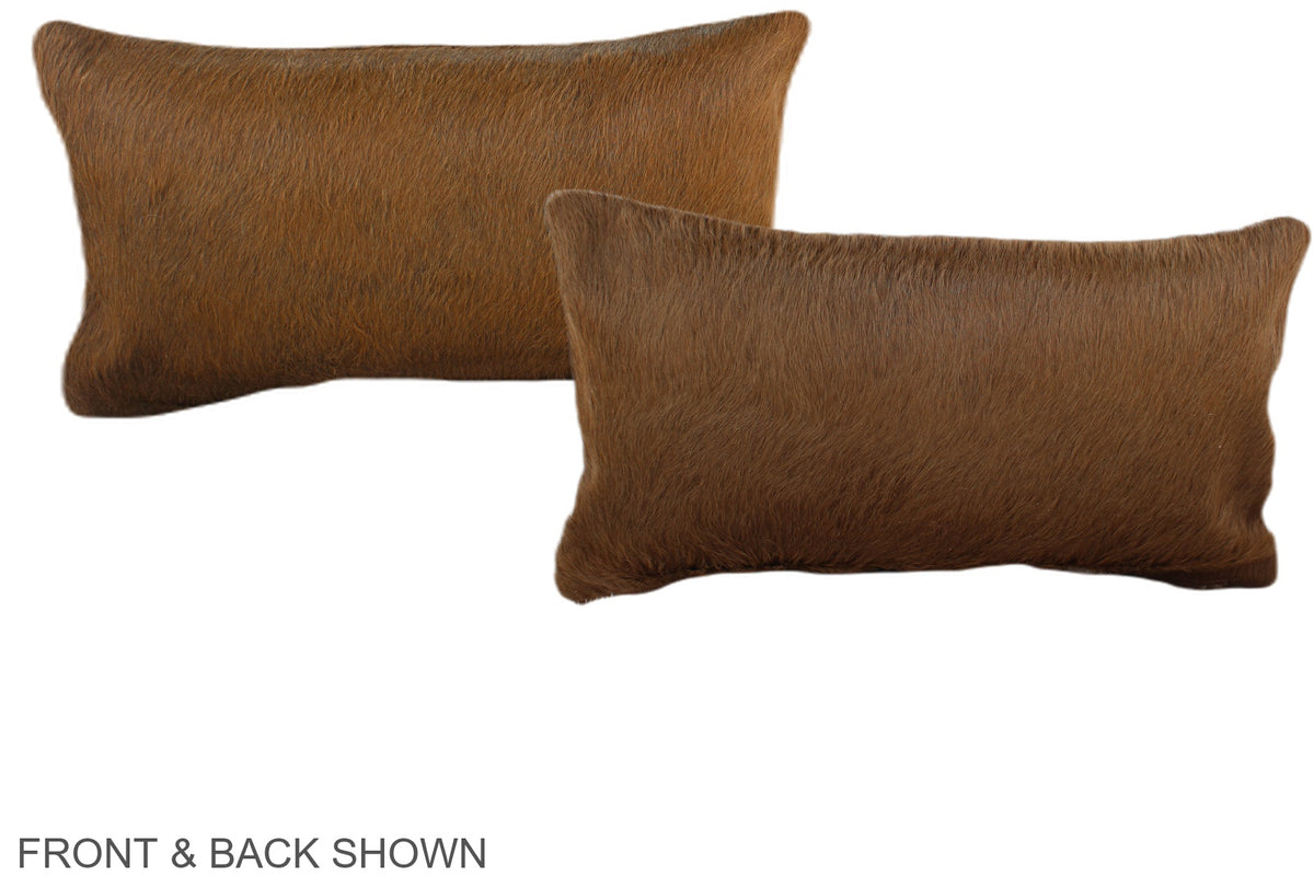 Solid Brown Cowhide Pillow #A38658