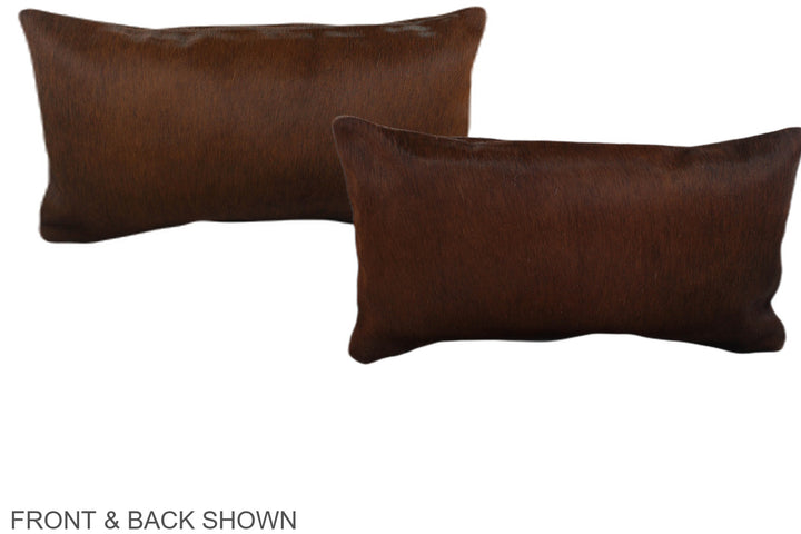 Brown with Red 12"x22" Brazilian Cowhide Pillow #A38669 by Hudson Hides