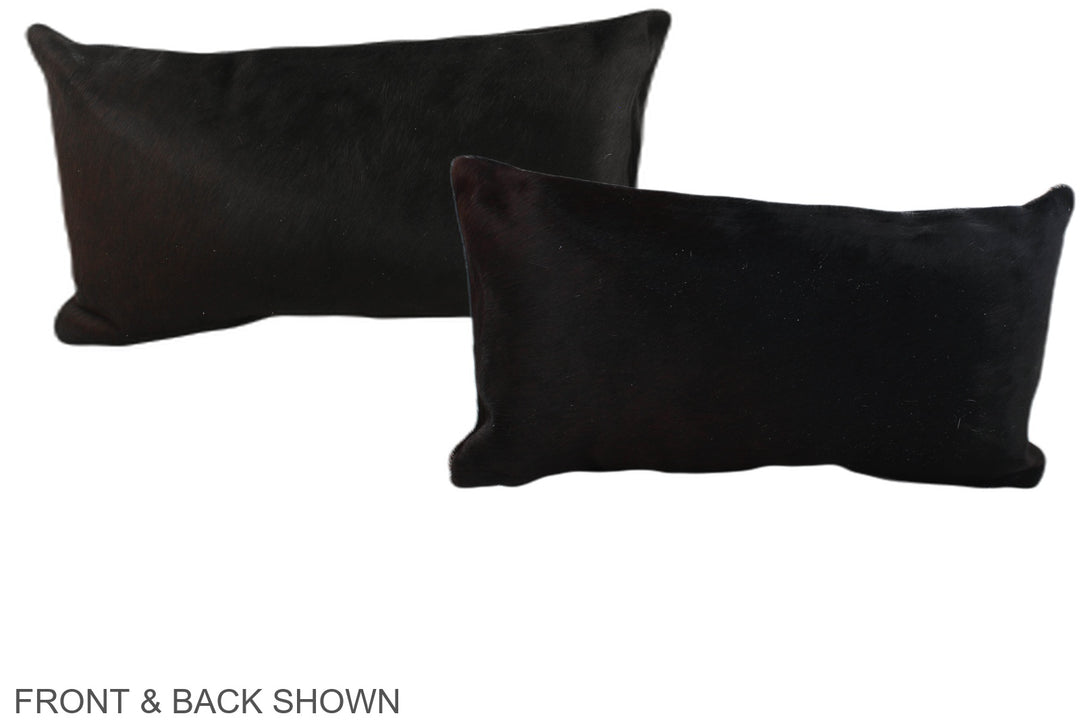 Solid Black 12"x22" Brazilian Cowhide Pillow #A38679 by Hudson Hides