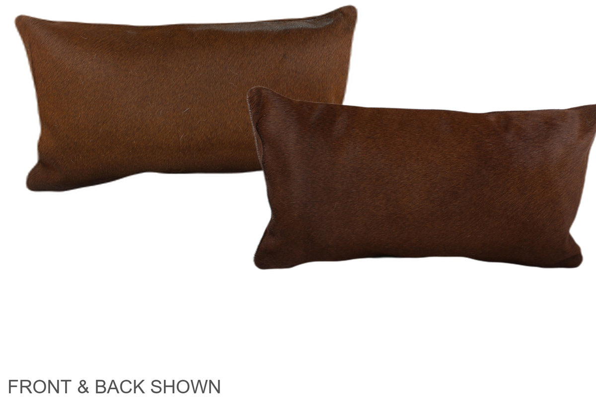 Solid Brown Cowhide Pillow #A38681