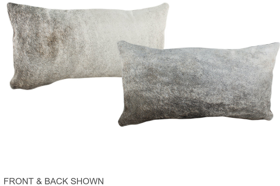 Grey with Beige 12"x22" Brazilian Cowhide Pillow #A38684 by Hudson Hid