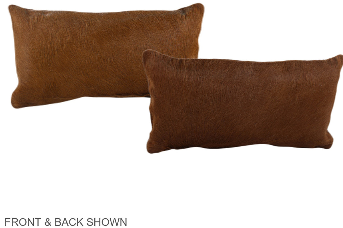 Solid Brown Cowhide Pillow #A38687
