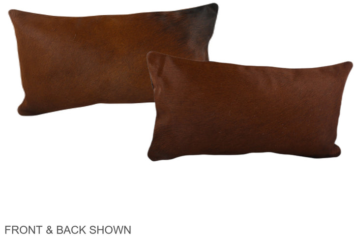 Brown with Red 12"x22" Brazilian Cowhide Pillow #A38693 by Hudson Hides