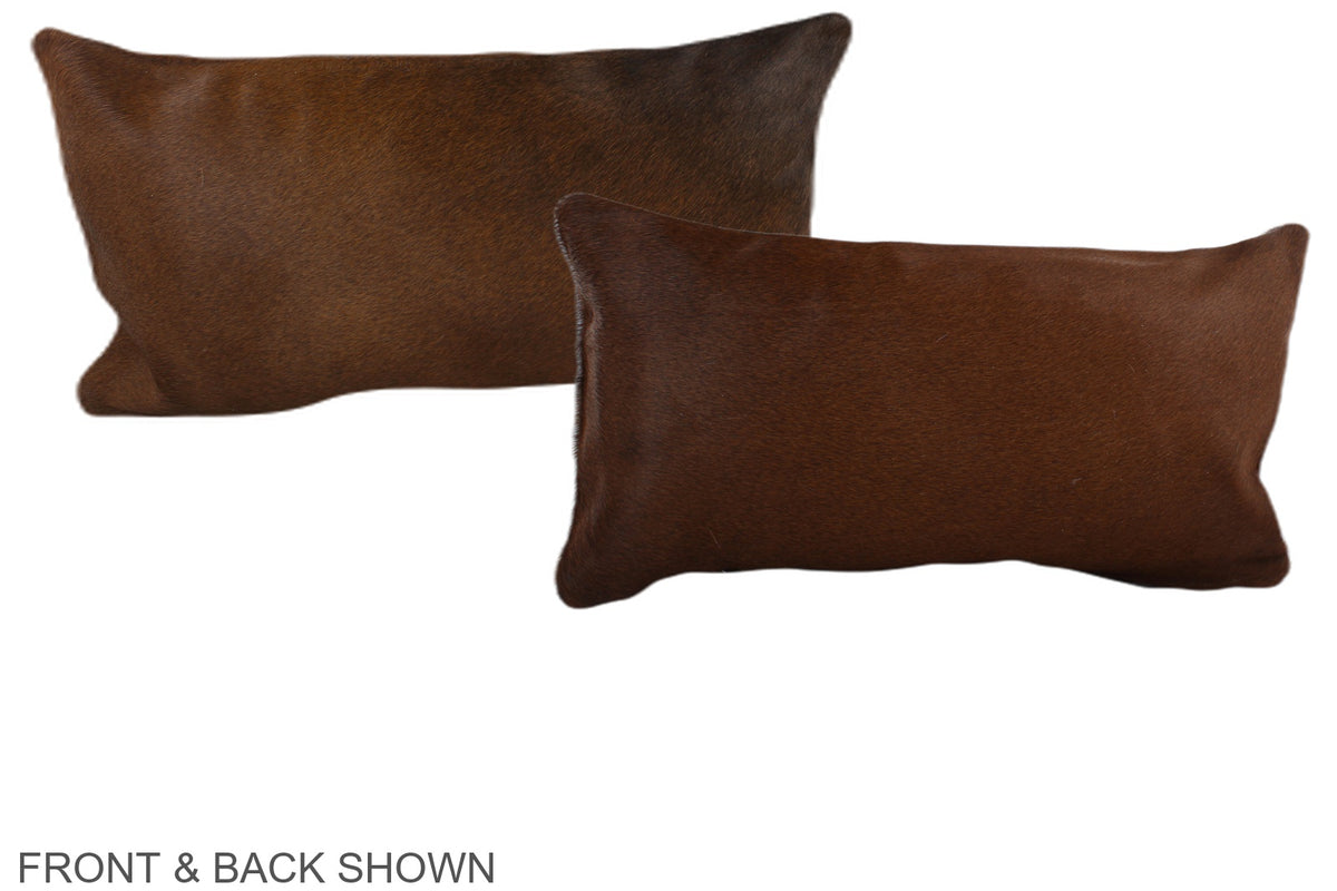 Solid Brown Cowhide Pillow #A38695