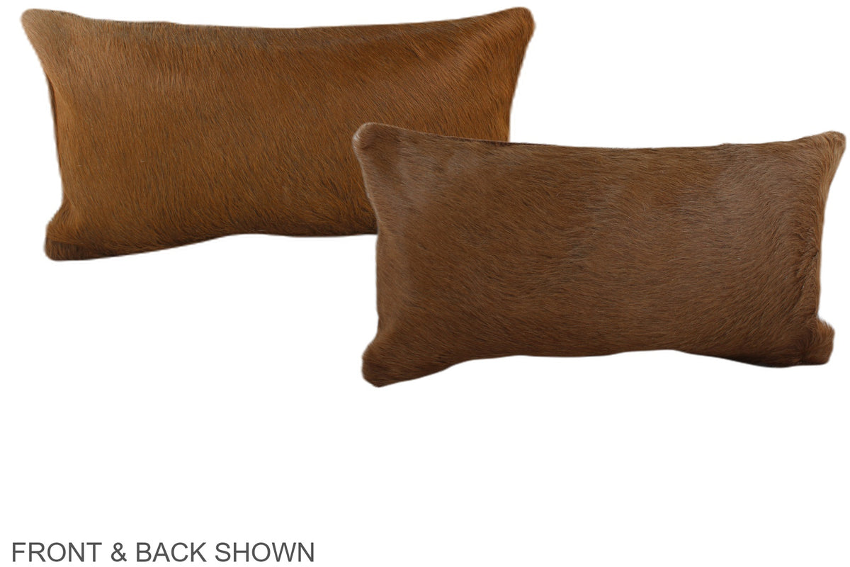 Solid Brown Cowhide Pillow #A38698