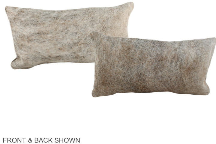 Grey with Beige 12"x22" Brazilian Cowhide Pillow #A38706 by Hudson Hides