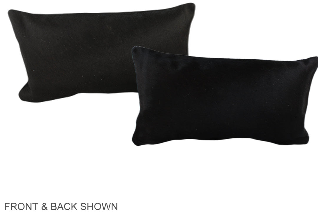 Solid Black 12"x22" Brazilian Cowhide Pillow #A38751 by Hudson Hides