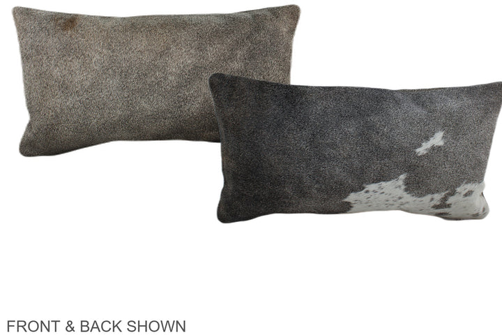 Grey with Beige 12"x22" Brazilian Cowhide Pillow #A38755 by Hudson Hides