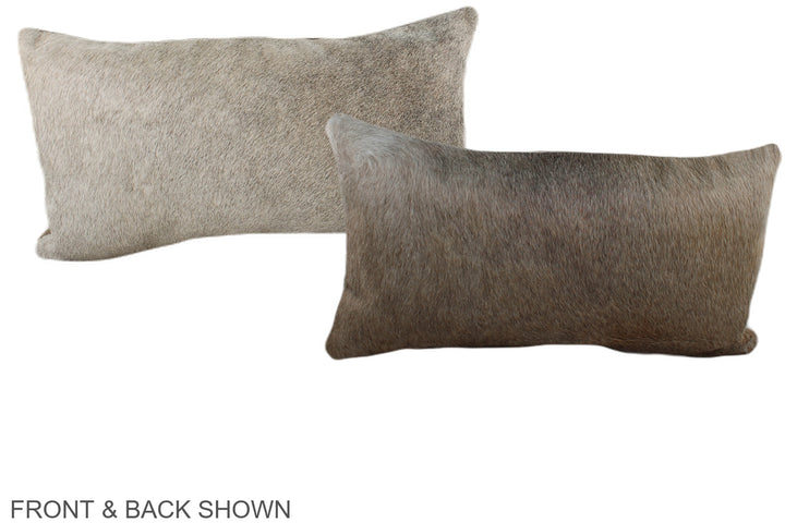 Grey with Beige 12"x22" Brazilian Cowhide Pillow #A38759 by Hudson Hides