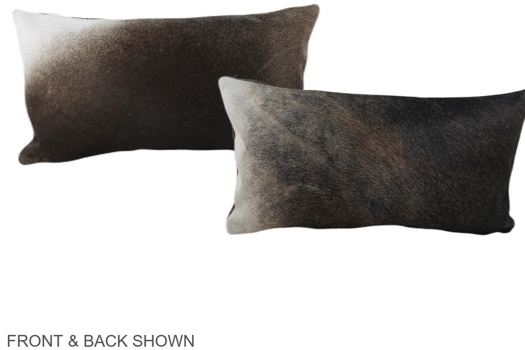 Grey with Beige 12"x22" Brazilian Cowhide Pillow #A38761 by Hudson Hid
