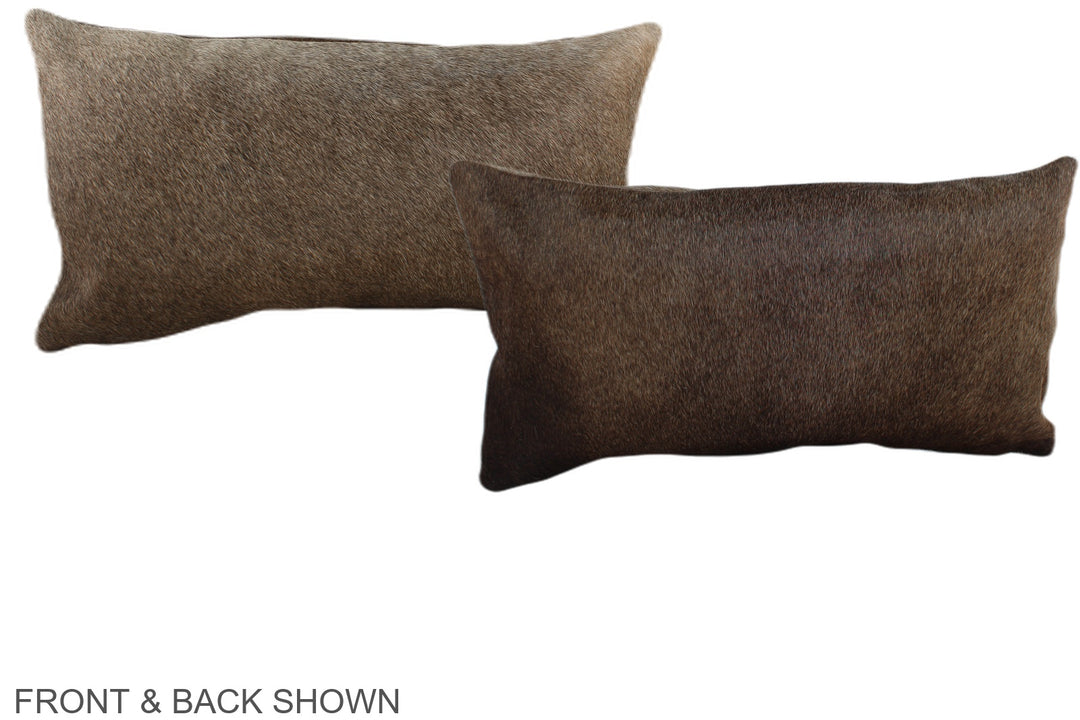 Grey with Beige 12"x22" Brazilian Cowhide Pillow #A38771 by Hudson Hid