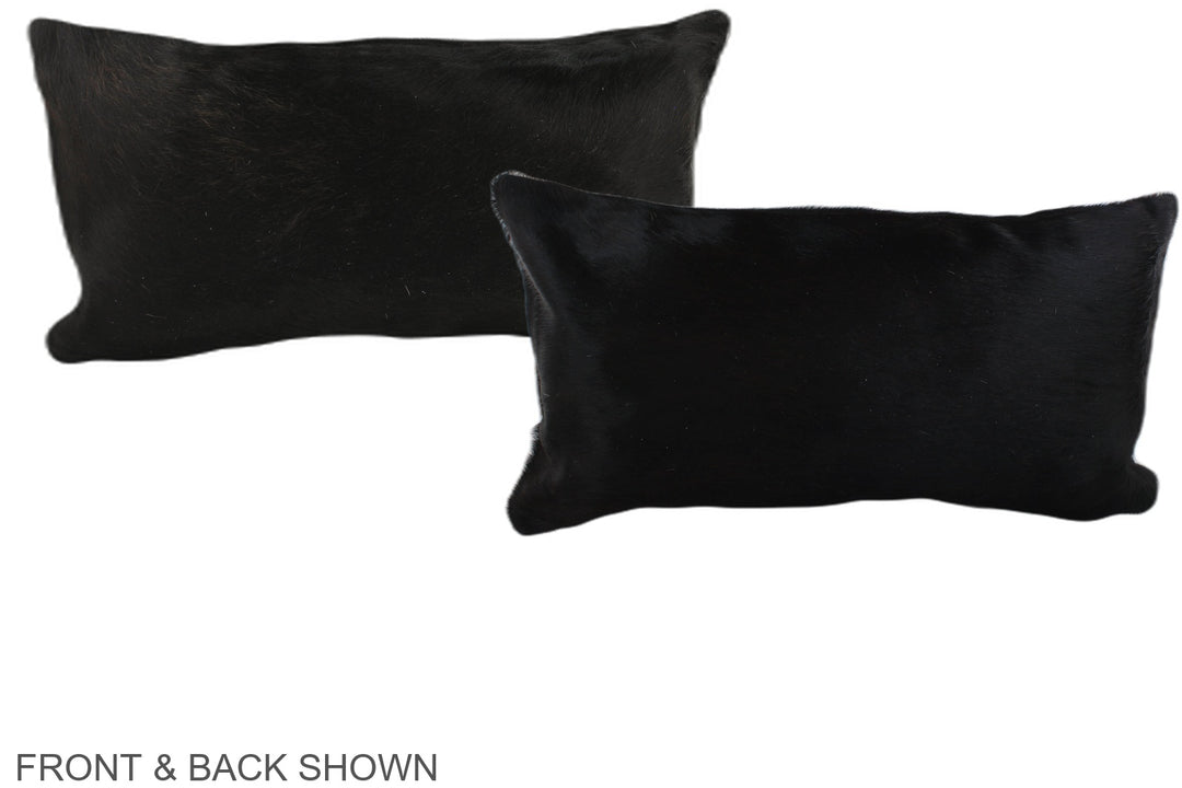 Solid Black 12"x22" Brazilian Cowhide Pillow #A38775 by Hudson Hides