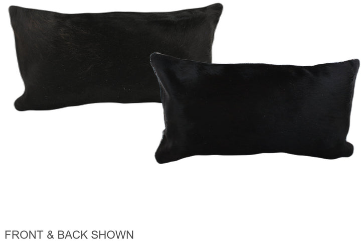 Solid Black 12"x22" Brazilian Cowhide Pillow #A38775 by Hudson Hides