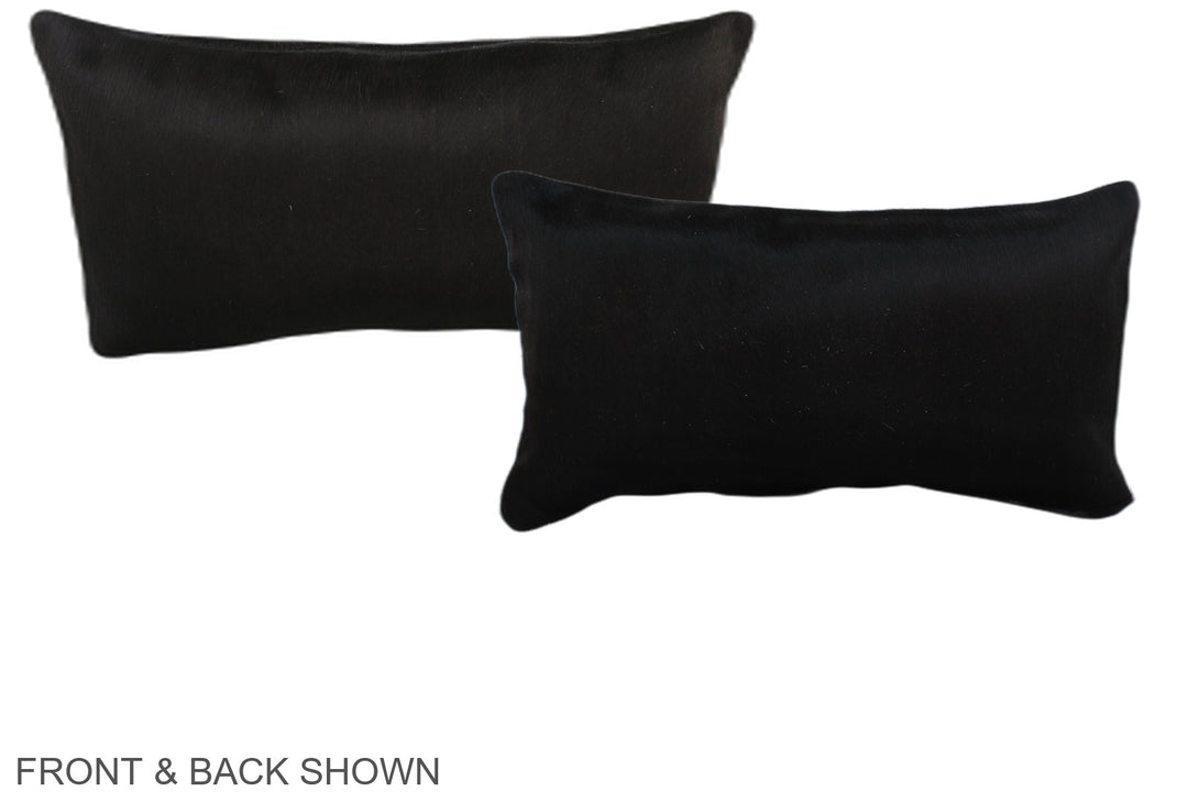 Solid Black 12"x22" Brazilian Cowhide Pillow #A38779 by Hudson Hides