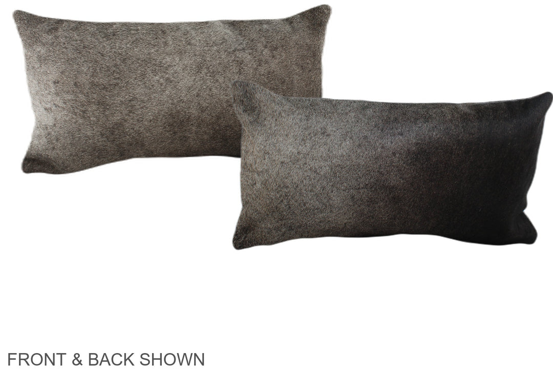Grey with Beige 12"x22" Brazilian Cowhide Pillow #A38782 by Hudson Hid