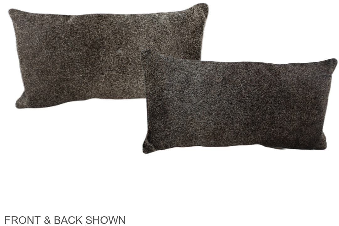 Grey with Beige 12"x22" Brazilian Cowhide Pillow #A38784 by Hudson Hid