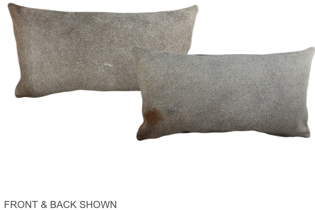 Grey with Beige 12"x22" Brazilian Cowhide Pillow #A38787 by Hudson Hid