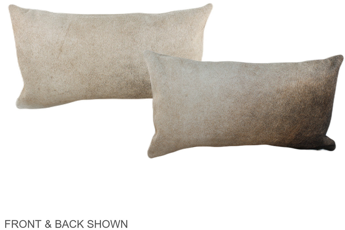 Grey with Beige Cowhide Pillow #A38794