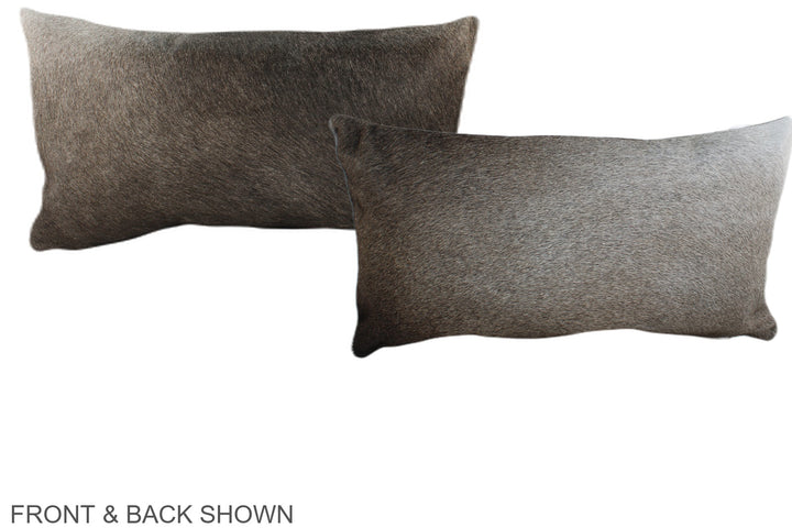 Grey with Beige 12"x22" Brazilian Cowhide Pillow #A38796 by Hudson Hides
