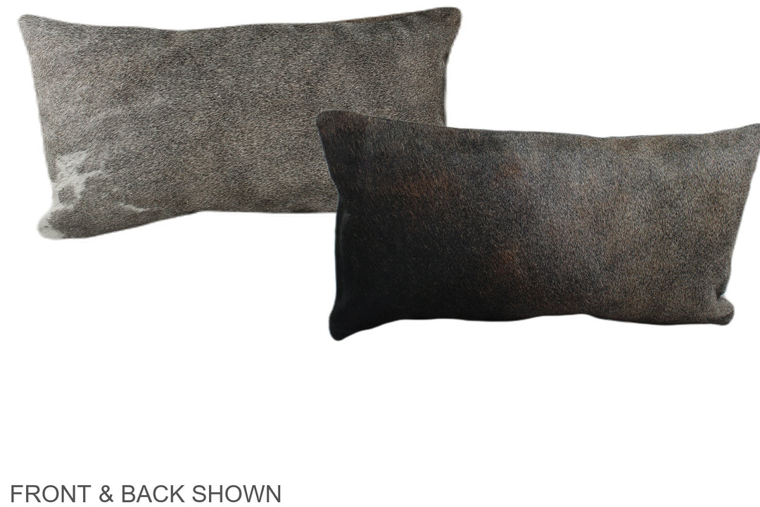 Grey with Beige 12"x22" Brazilian Cowhide Pillow #A38805 by Hudson Hid