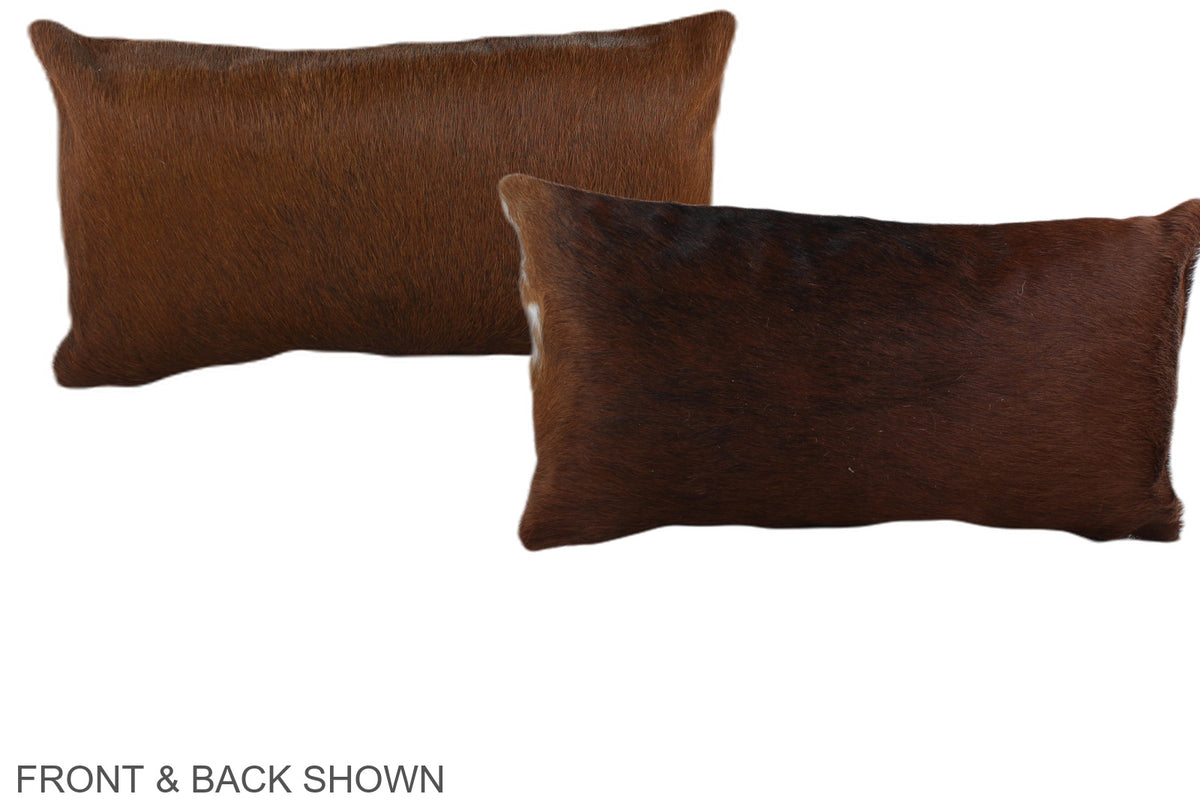 Solid Brown Cowhide Pillow #A38819