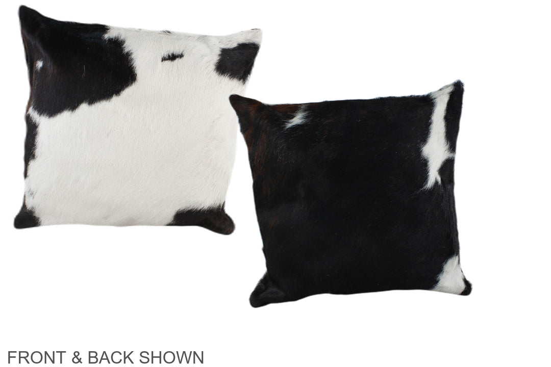 Black and White 16"x16" Brazilian Cowhide Pillow #A39101 by Hudson Hid