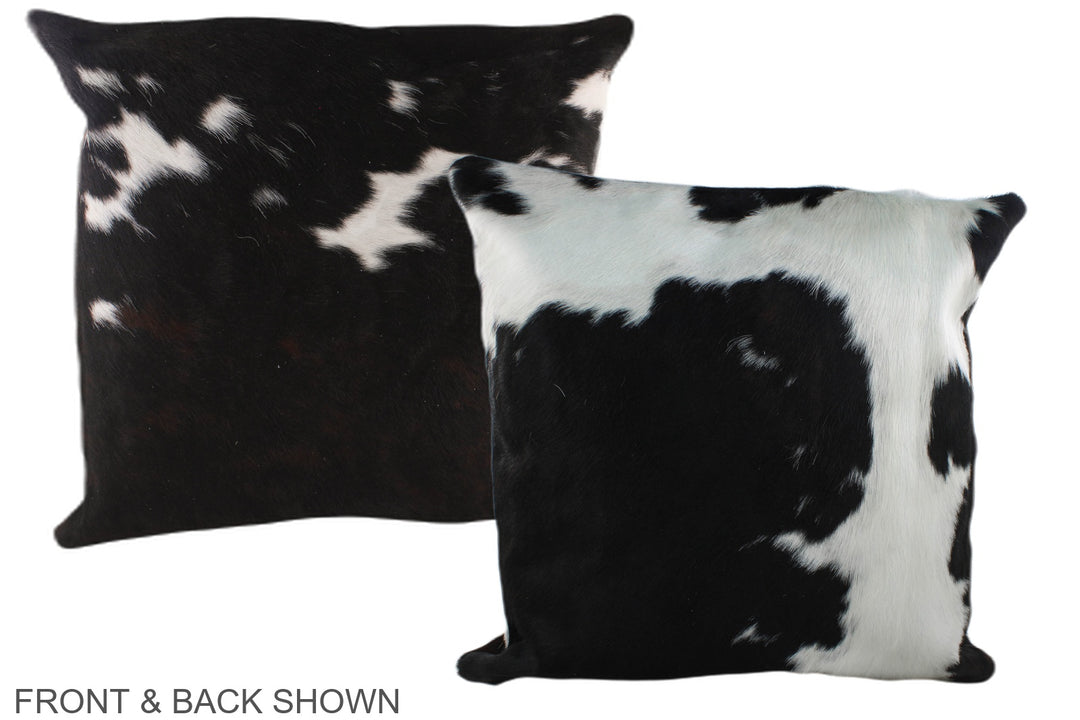 Black and White 20"x20" Brazilian Cowhide Pillow #A39228 by Hudson Hid