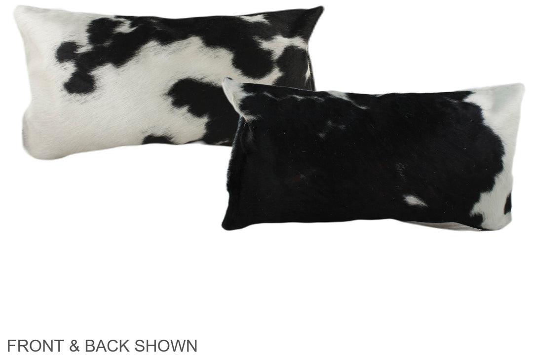 Black and White 12"x22" Brazilian Cowhide Pillow #A39433 by Hudson Hid