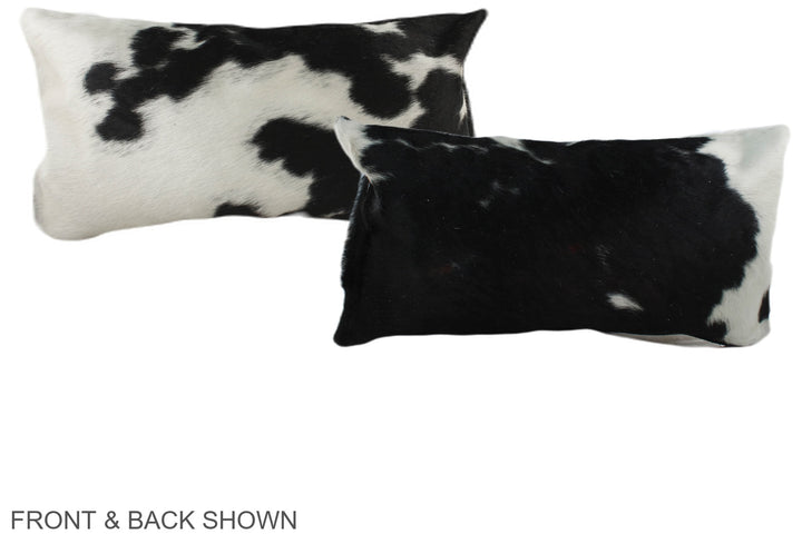 Black and White 12"x22" Brazilian Cowhide Pillow #A39433 by Hudson Hides
